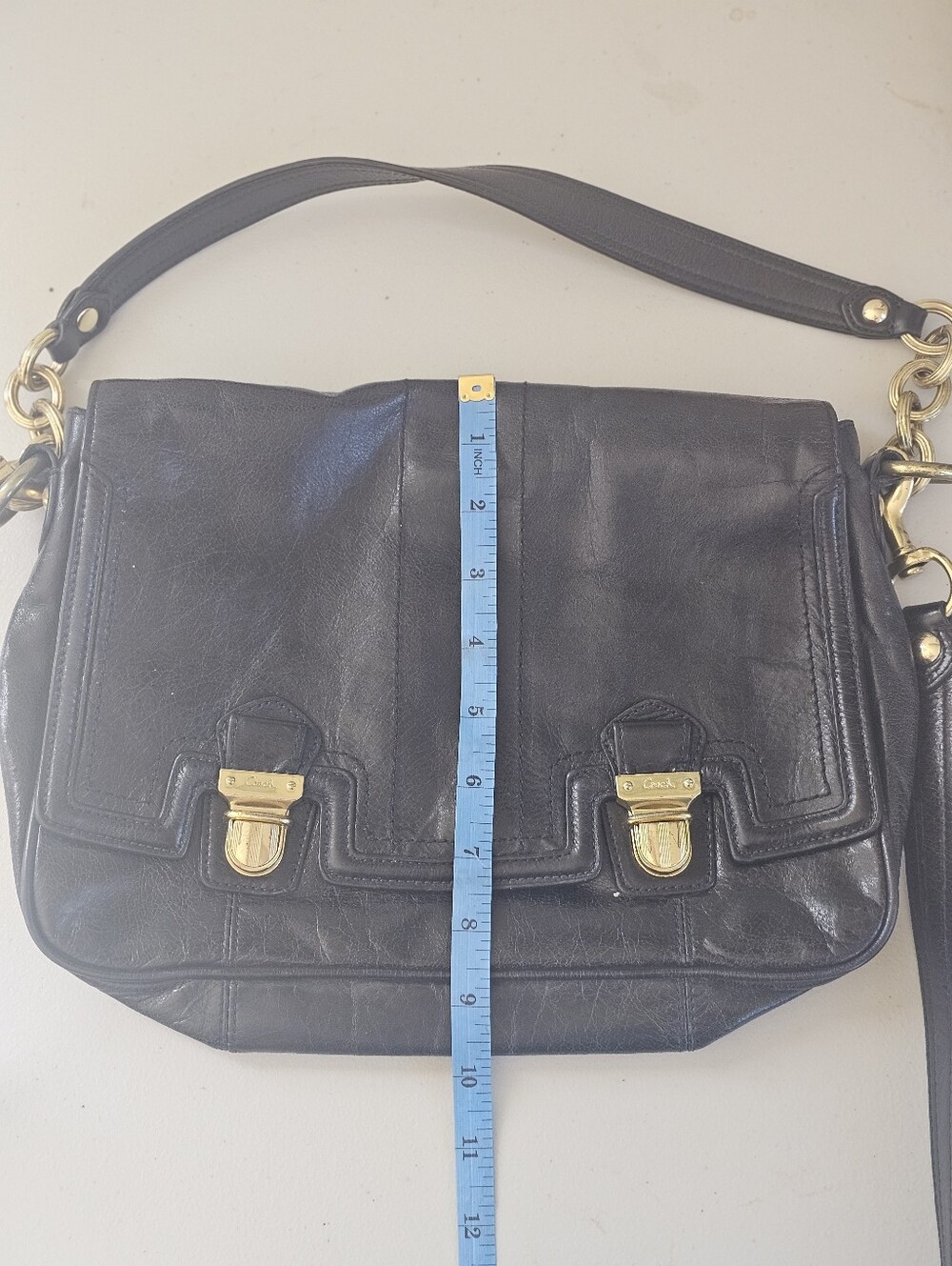 Vintage Coach Poppy Leather Pushlock Flap Bag #17925 Black Convertible Crossbody - Picture 11 of 16